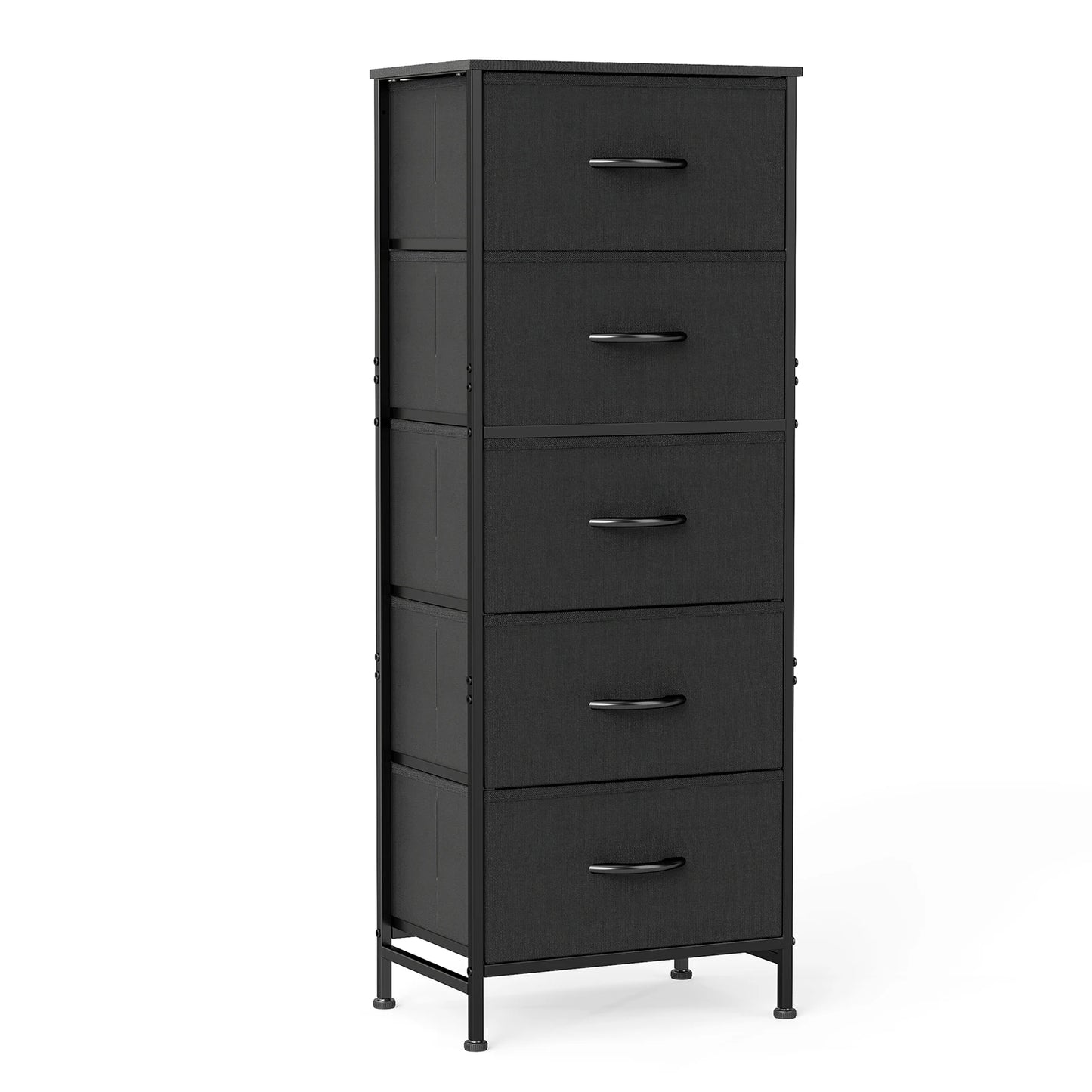 JHK Modern Dresser With Five Fabric Drawers Steel Frame