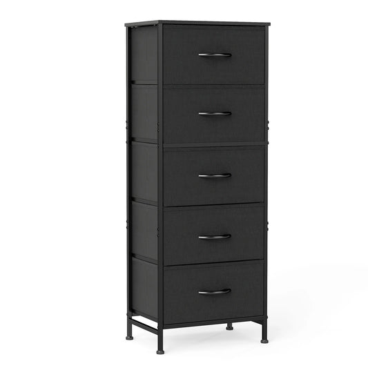 JHK Modern Dresser With Five Fabric Drawers Steel Frame