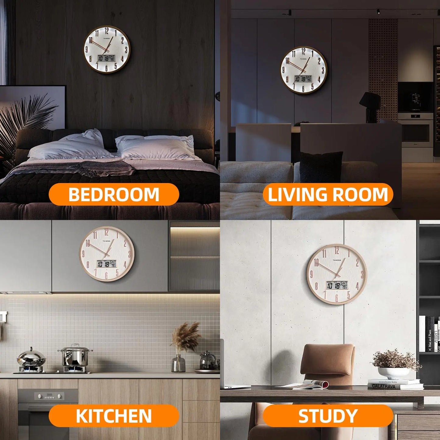 TIMESS Luminous Voice Activated Wall Clock With Night Light