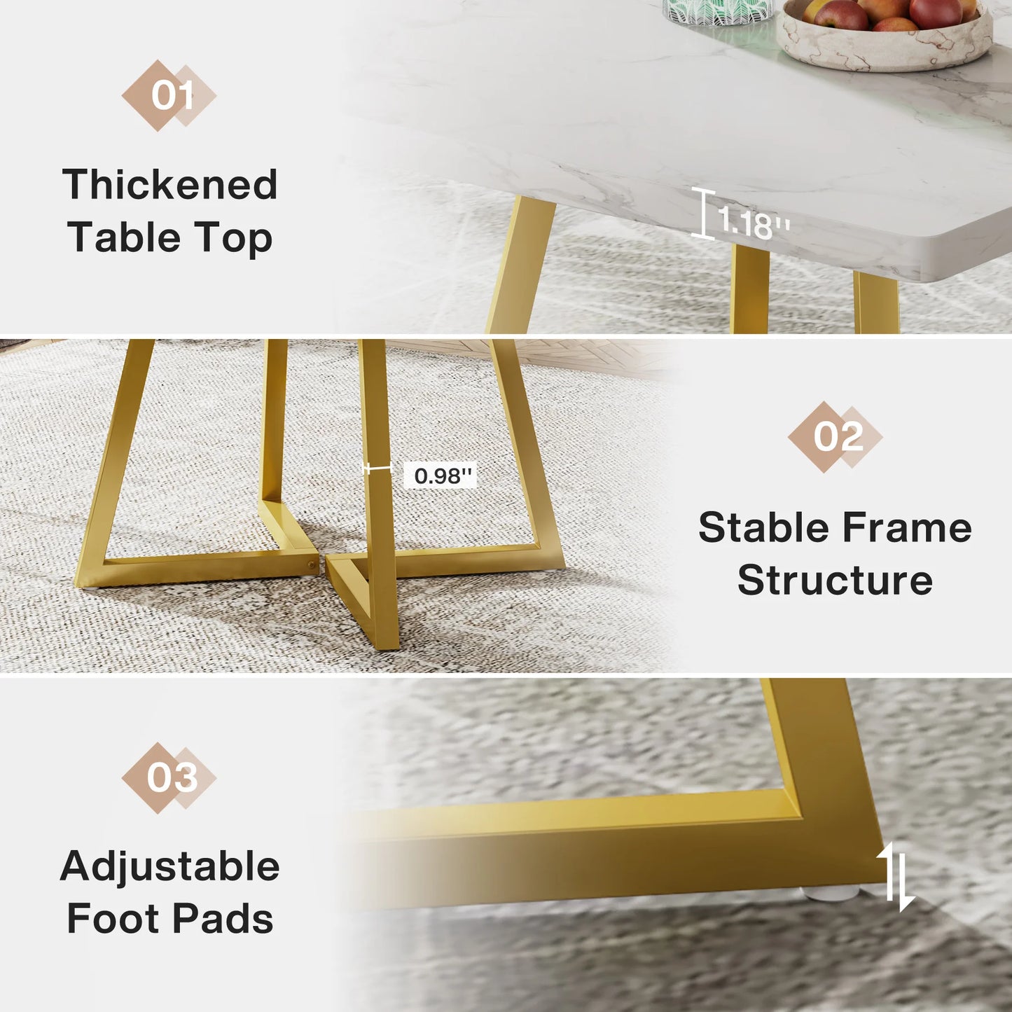 Tribesigns Square Dining Table For Four With Metal Base