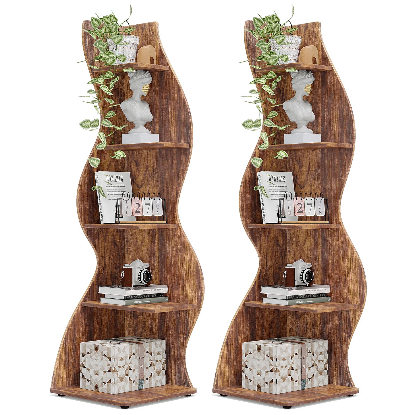 Tribesigns 5 Tier Corner Shelf Wall Bookshelf Plant Stand