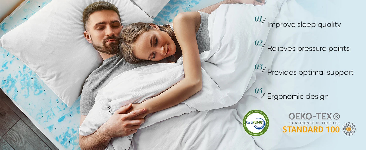 JHK Gel Memory Foam Mattress Topper for Cooling Comfort