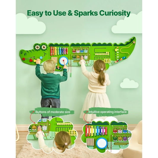 SucceBuy Crocodile Theme Busy Board for Kids Montessori Learning Puzzle