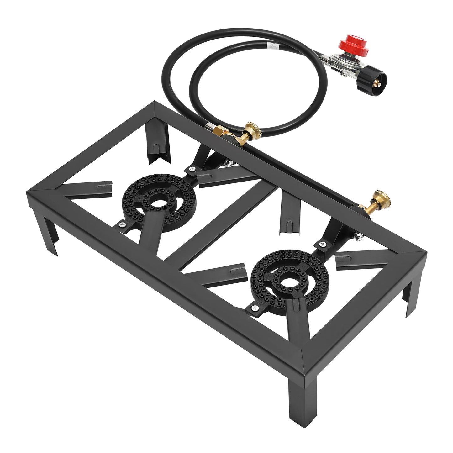 8000W Portable Double Burner Outdoor Gas Stove With 0 To 10 PSI Regulator Hose