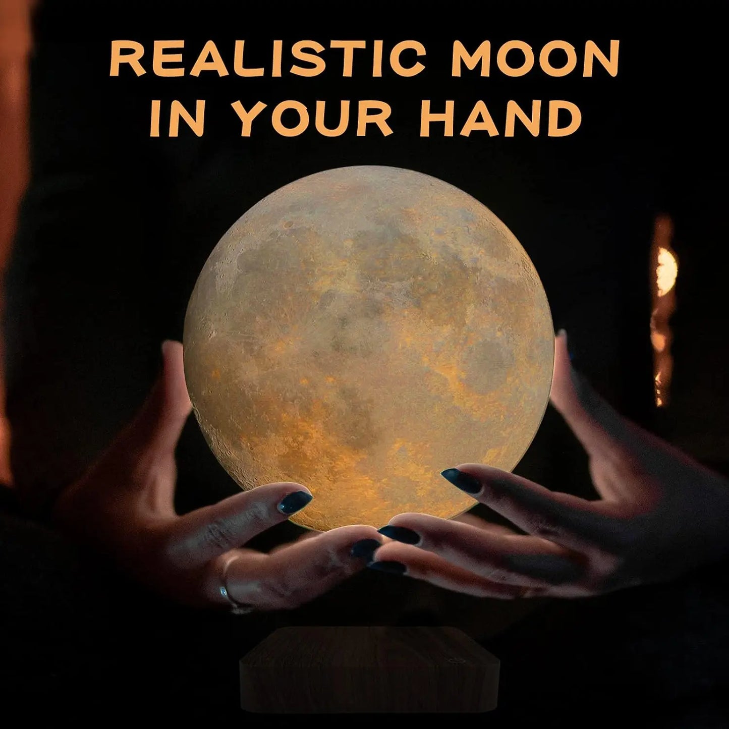 Mexllex Magnetic Floating Moon Lamp Wooden Base And 3 LEDs