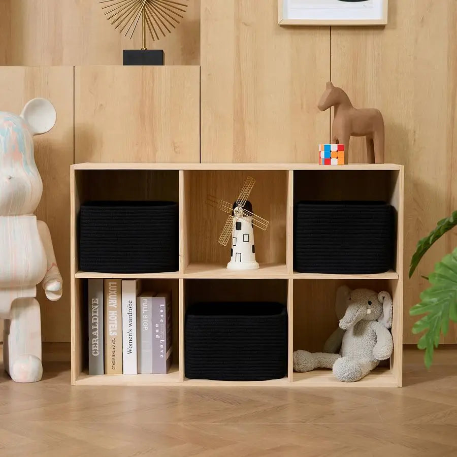 Rope Woven Storage Bins for Cube Shelves Nursery Toy Organizer