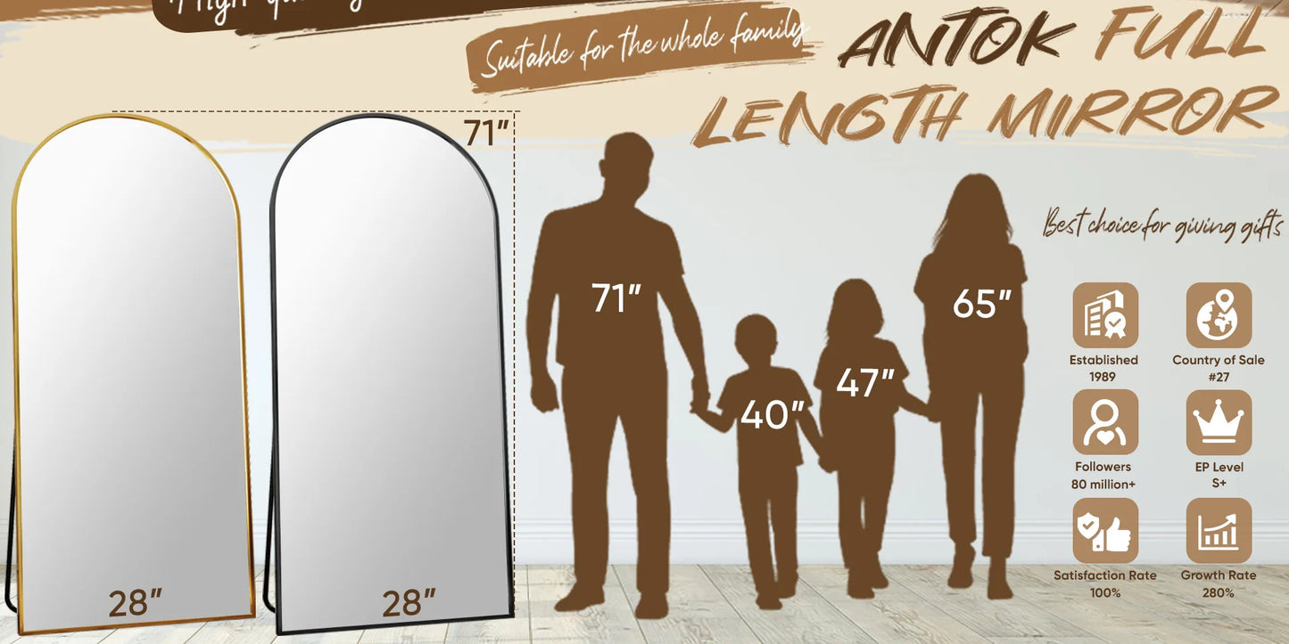 Antok Arch Floor Mirror Freestanding Full Length For Bedroom