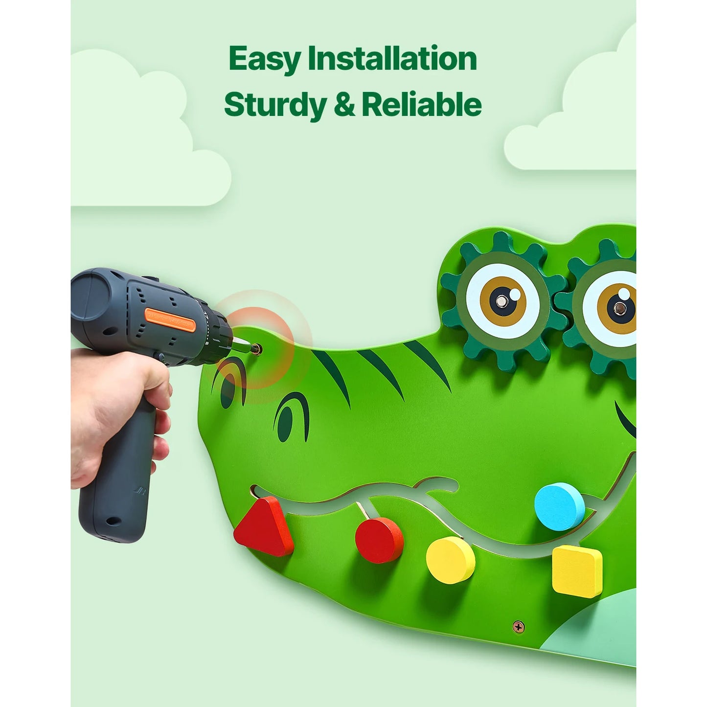 SucceBuy Crocodile Theme Busy Board for Kids Montessori Learning Puzzle