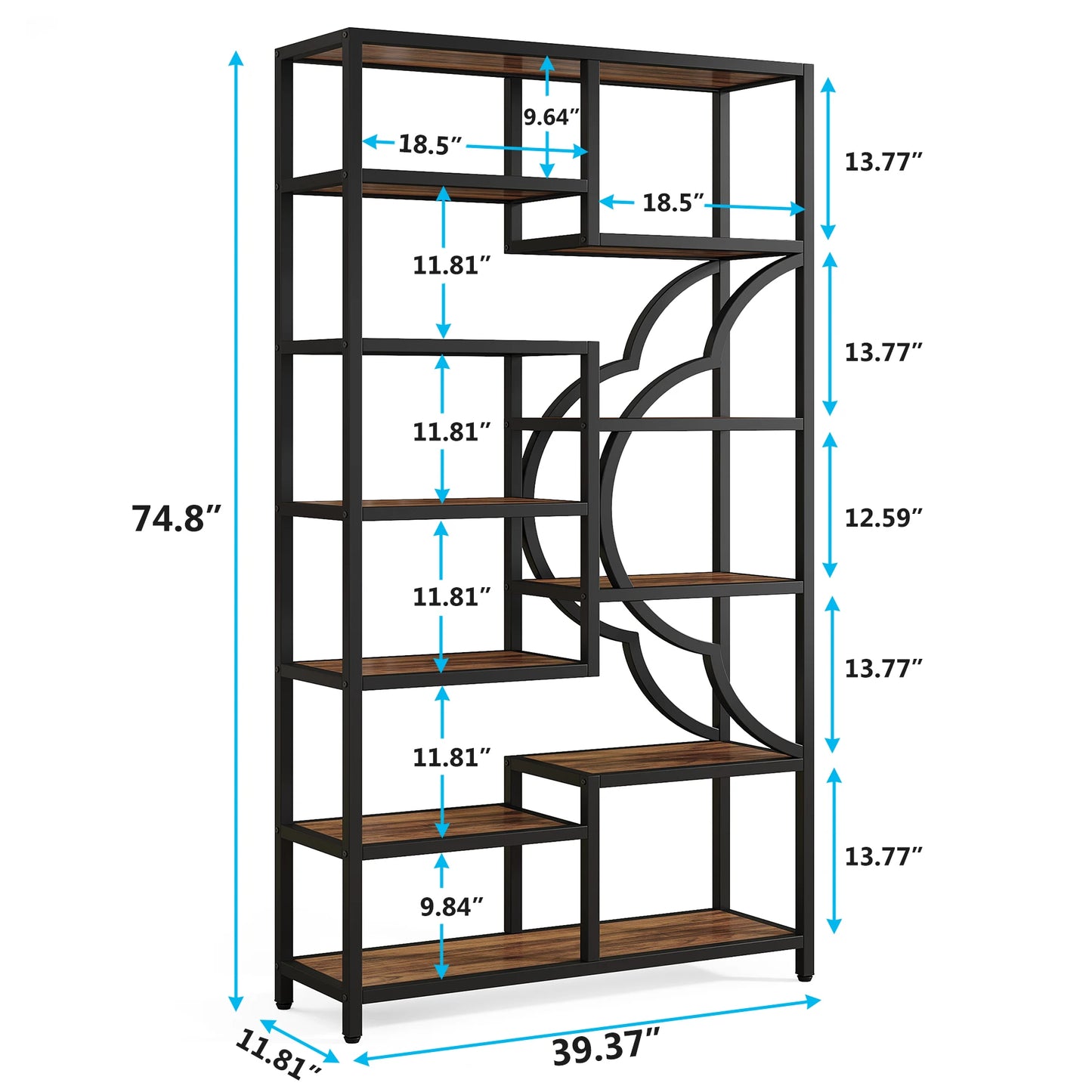 Tribesigns 5 Tier Industrial Bookshelf Etagere Freestanding Bookcase