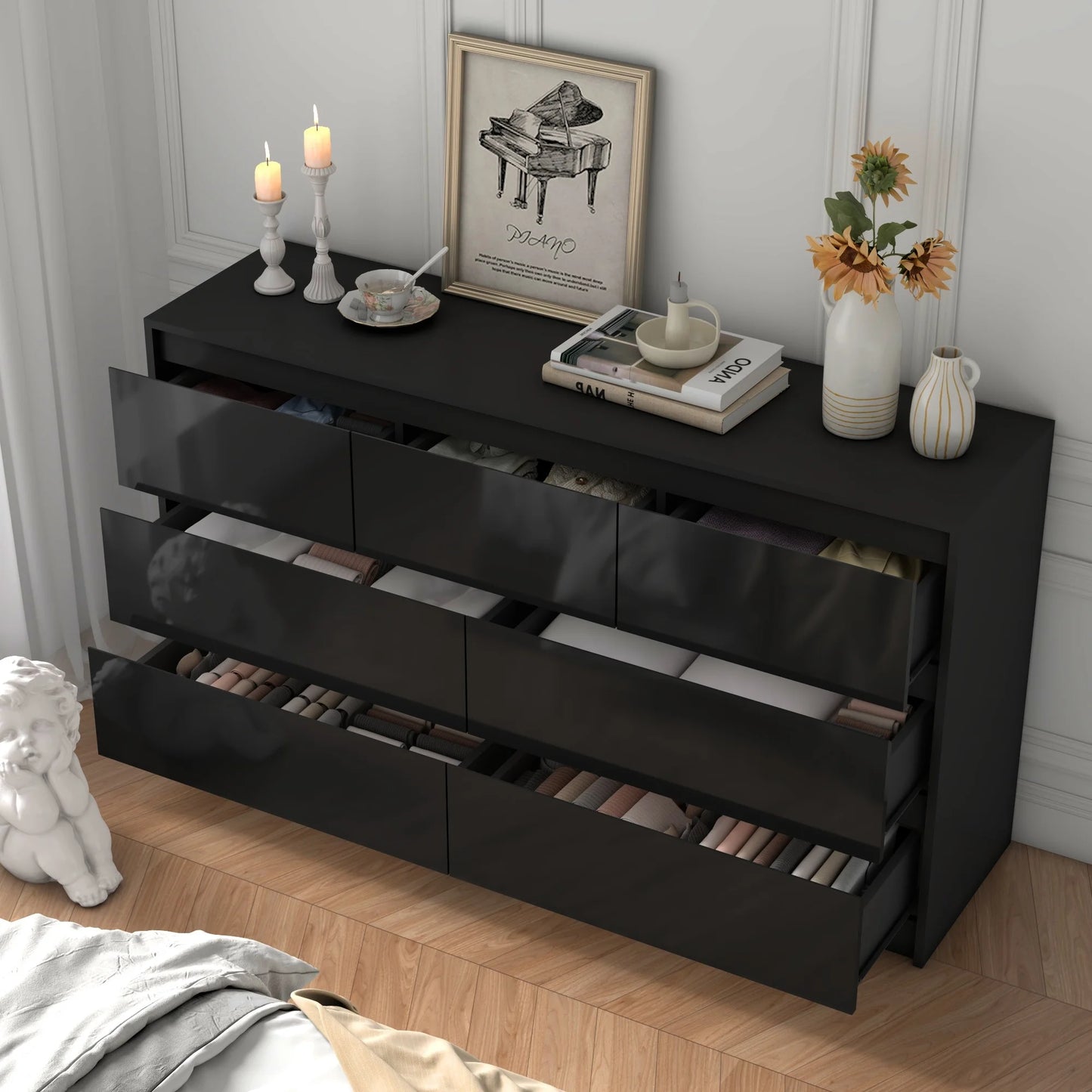 QiaoShiRen 7 Drawer Dresser Modern Wood Chest for Bedroom