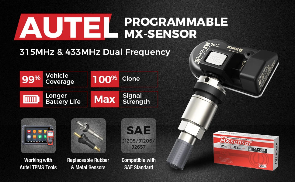 NoneGlue Autel 2in1 MX Sensor TPMS Screwin 315 433MHz