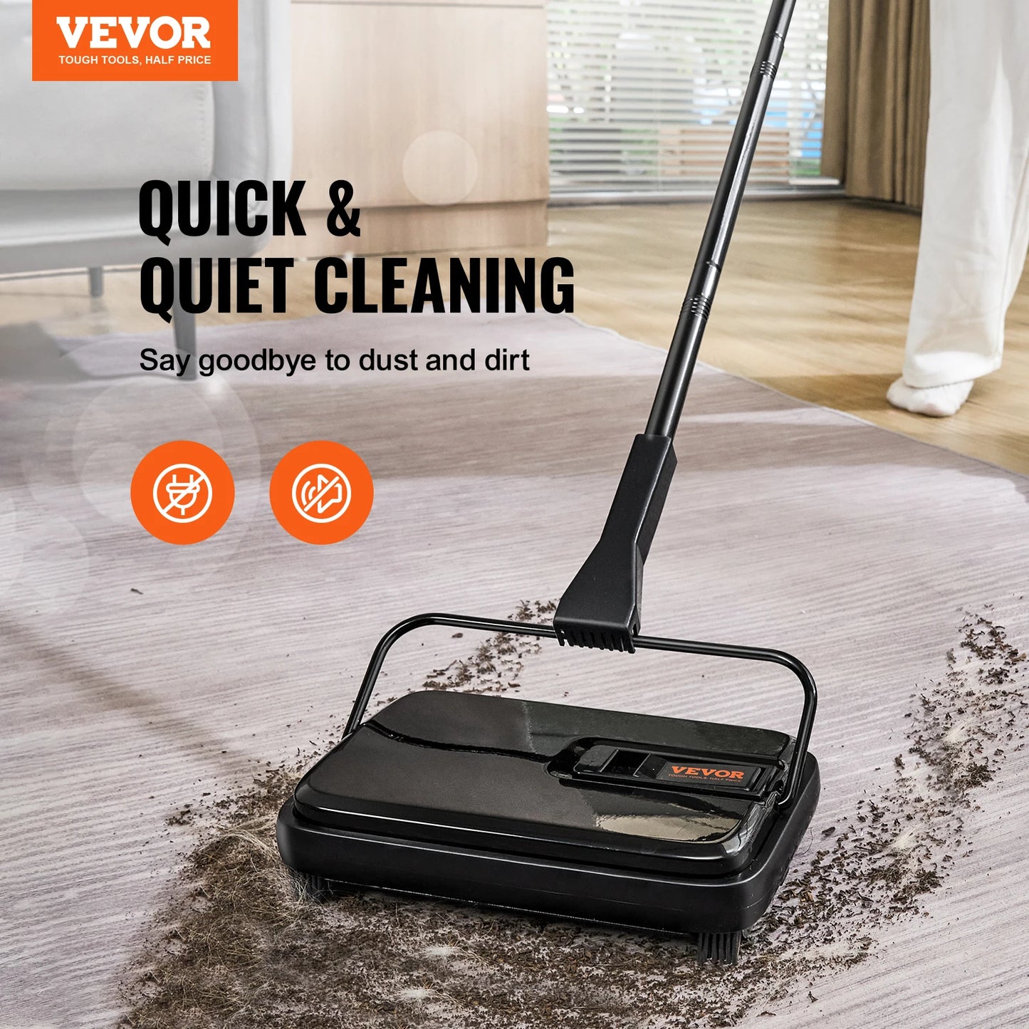 Dust Box Manual Carpet Sweeper For Home Rugs Floors 300ml