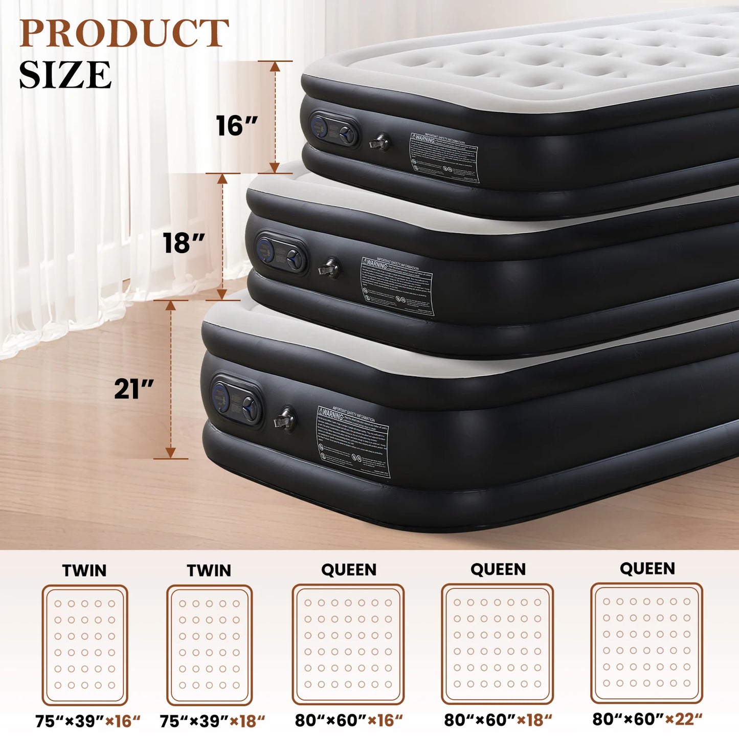 JHK Air Mattress With Non Slip Bottom 660 Lbs Capacity