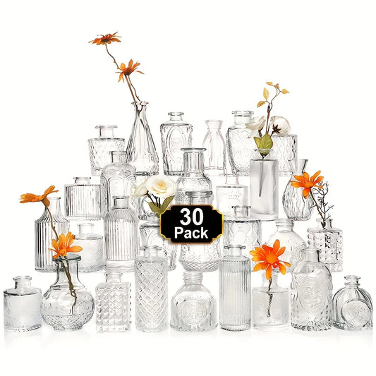 Function Glass Bud Vase Set 30 Pieces for Wedding Centerpieces