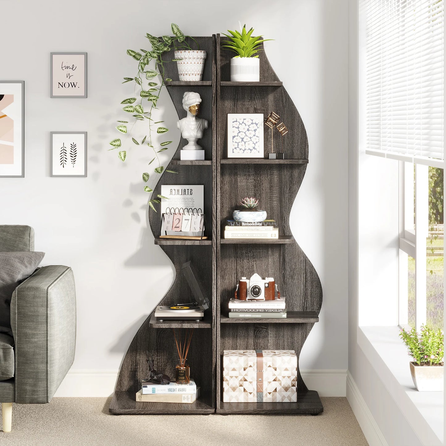 Tribesigns 5 Tier Corner Shelf Wall Bookshelf Plant Stand