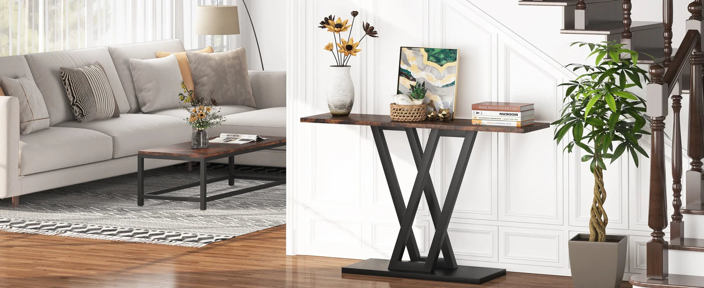LITTLE TREE Industrial Console Table for Entryway and Living Room