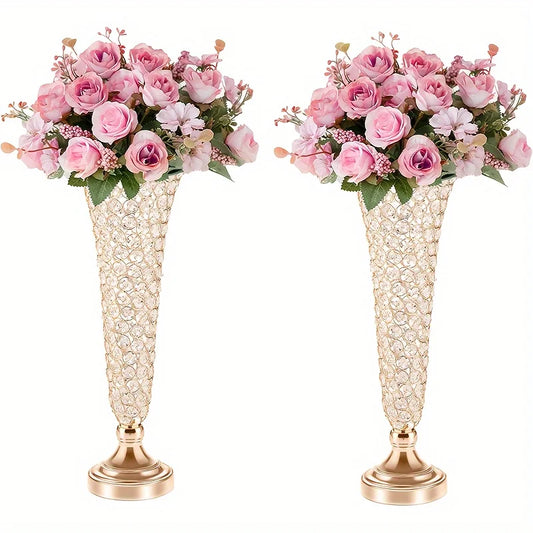 Two Crystal Vases Center Table Decor For Weddings And Home