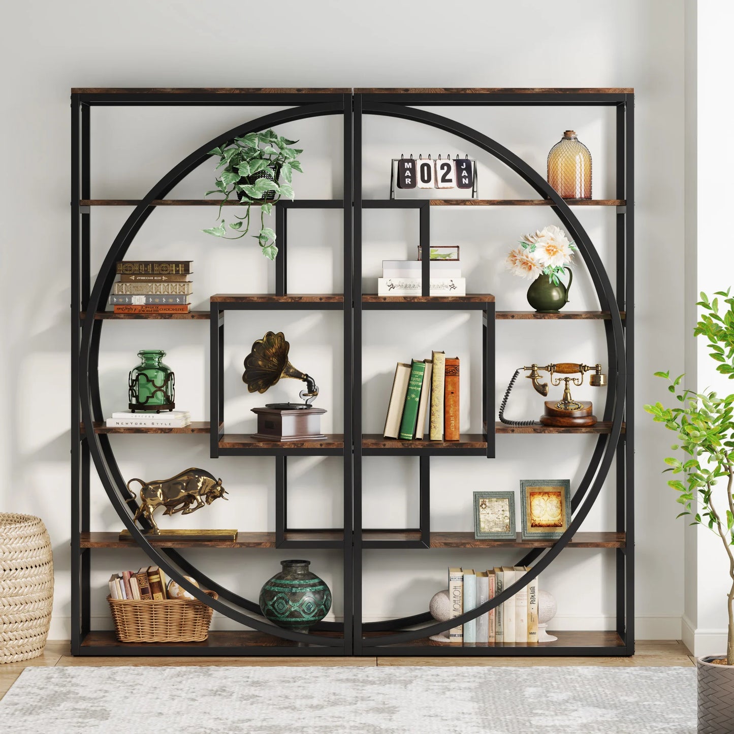 Tribesigns 5 Tier Industrial Bookshelf Etagere Freestanding Bookcase