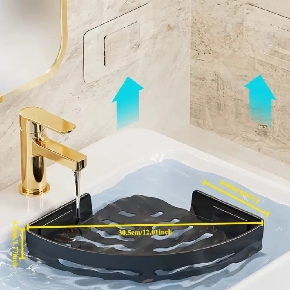 Adhesive Bathroom Shampoo Holder Corner Shower Caddy Shelves No Drill