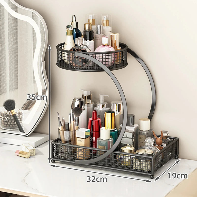 1PC Makeup Storage Rack Cosmetic Organizer Metal Organizing Box Multi-layer Skincare Lightweight No-Installation Home Storage