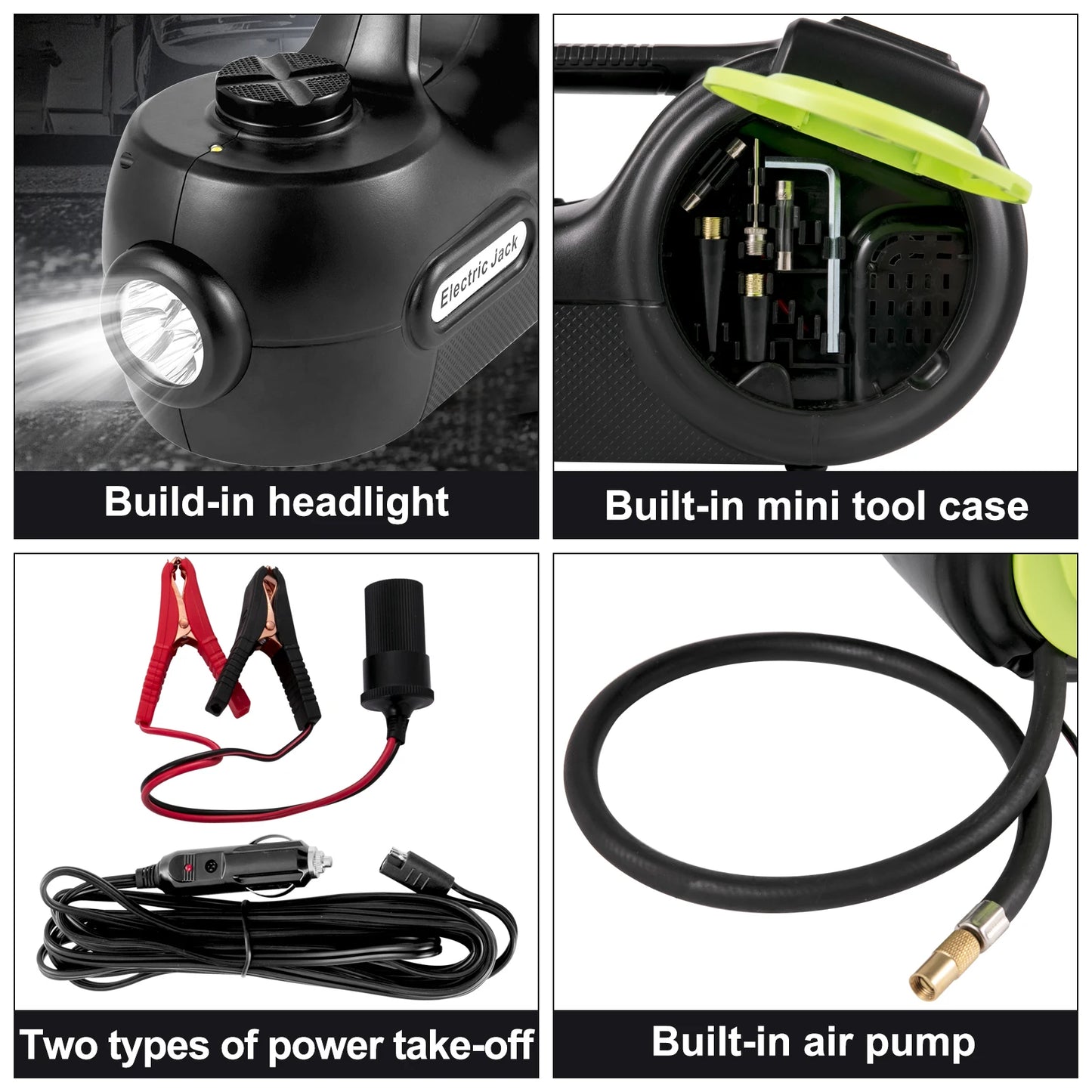 VEVOR Electric Hydraulic Car Jack Kit Impact Wrench LED Light