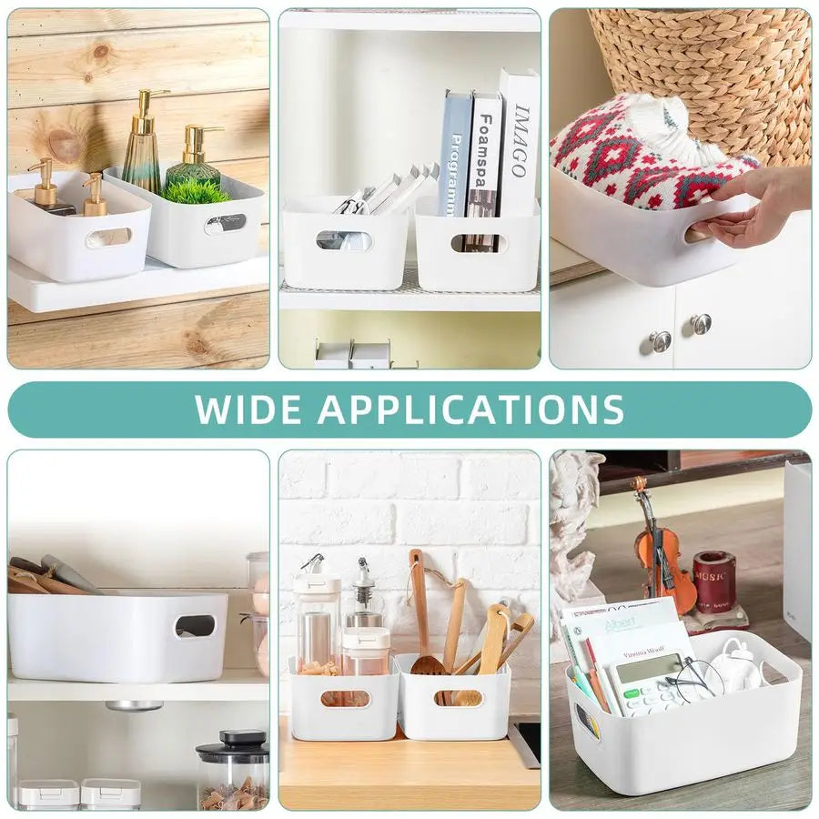 12-Pack Plastic Storage Bins With Handles For Home Organization