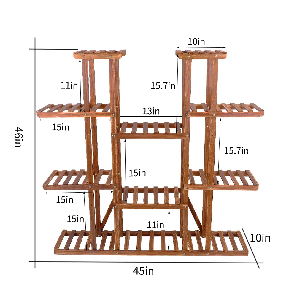 WisforFrame Wooden Plant Shelf Flower Pot Stand Multi-Tier Indoor Outdoor