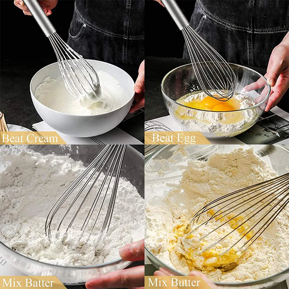 Willstar 3 Pack Stainless Steel Balloon Whisk Set With Grip