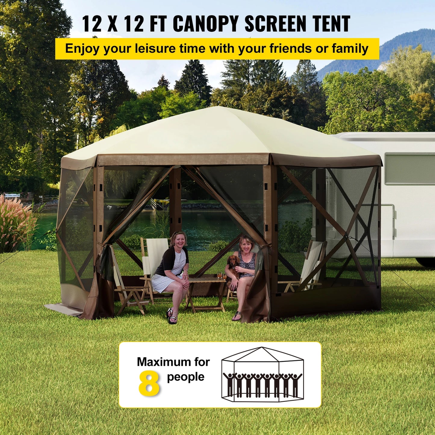 SucceBuy Pop Up Camping Gazebo Shelter for Outdoor Parties