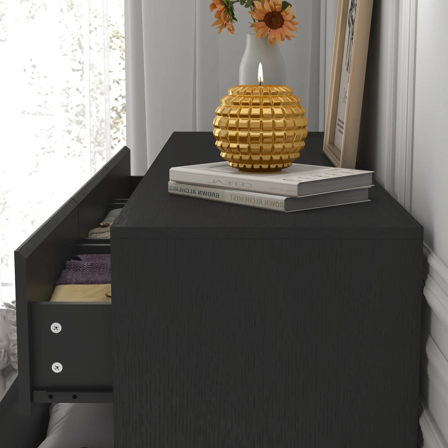 QiaoShiRen 7 Drawer Dresser Modern Wood Chest for Bedroom