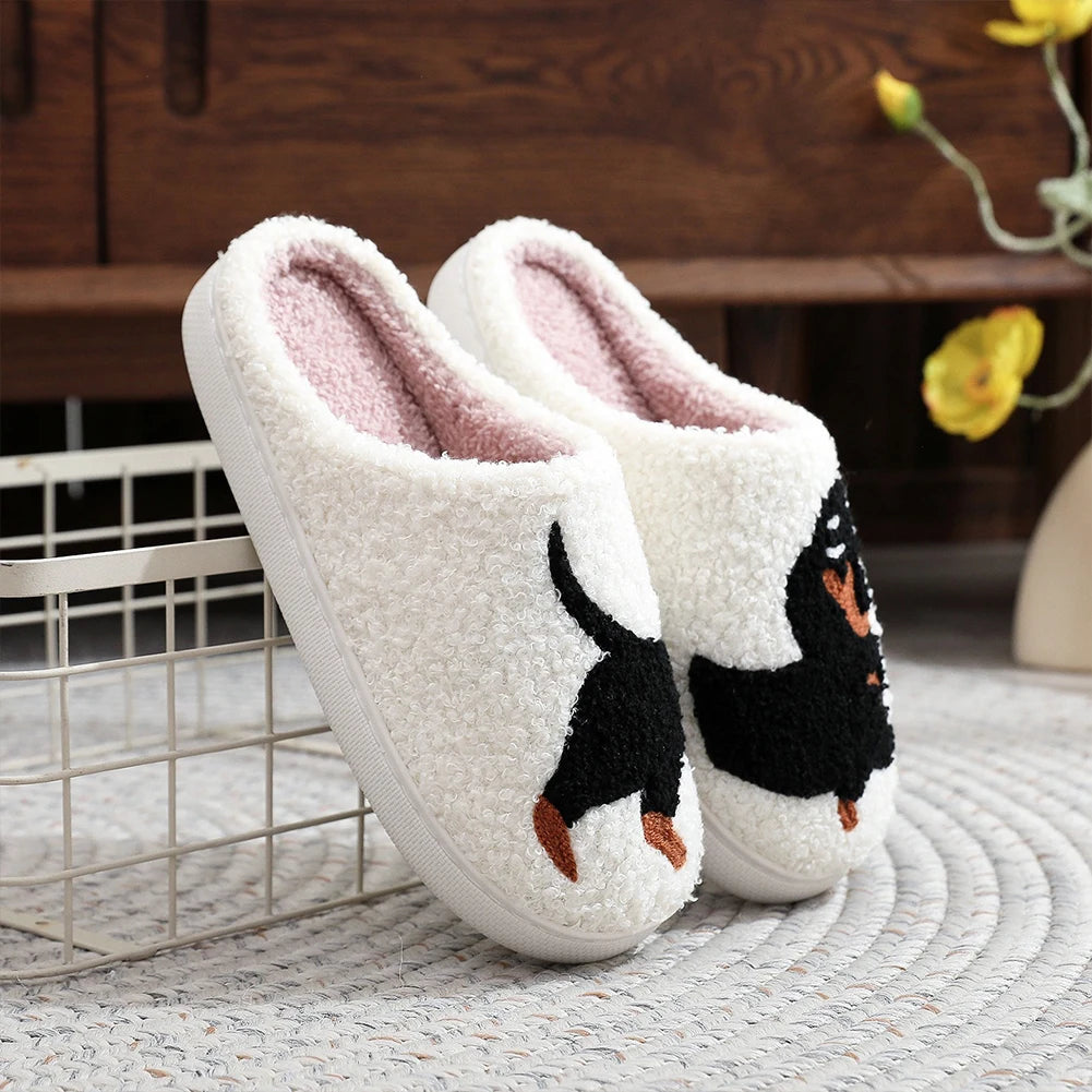 Shunmaii Plush Dachshund Slippers Women Indoor Cozy Warm