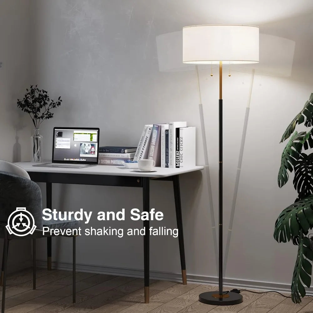 Mid Century Floor Lamp With Fabric Shade Nine Watt Bulb