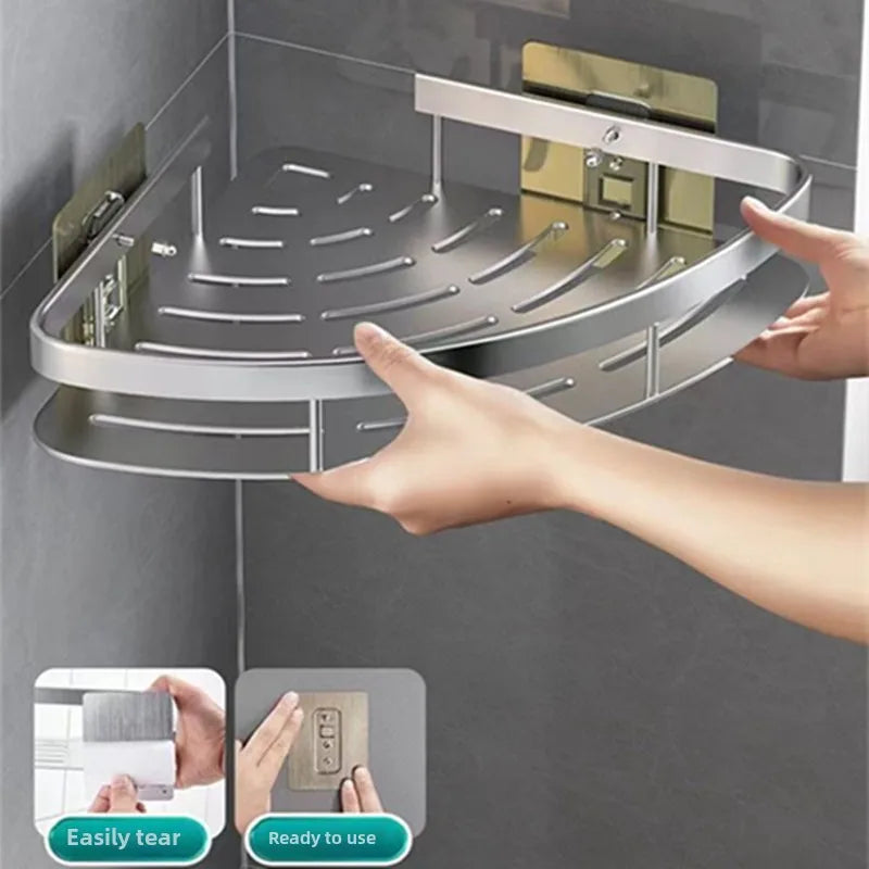 Adhesive Bathroom Shampoo Holder Shower Caddy No Drill Wall Mounted