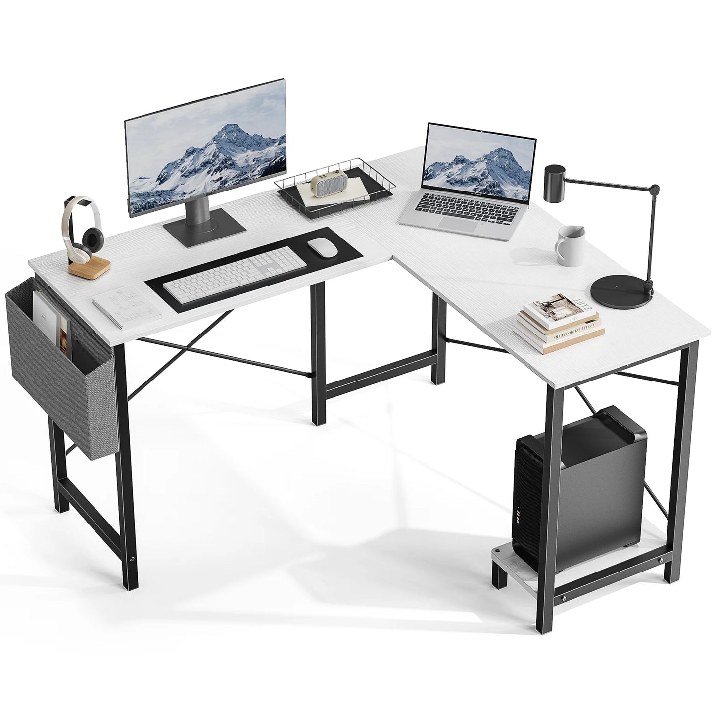 JHK Gaming Corner L Shaped Office Desk With CPU Storage