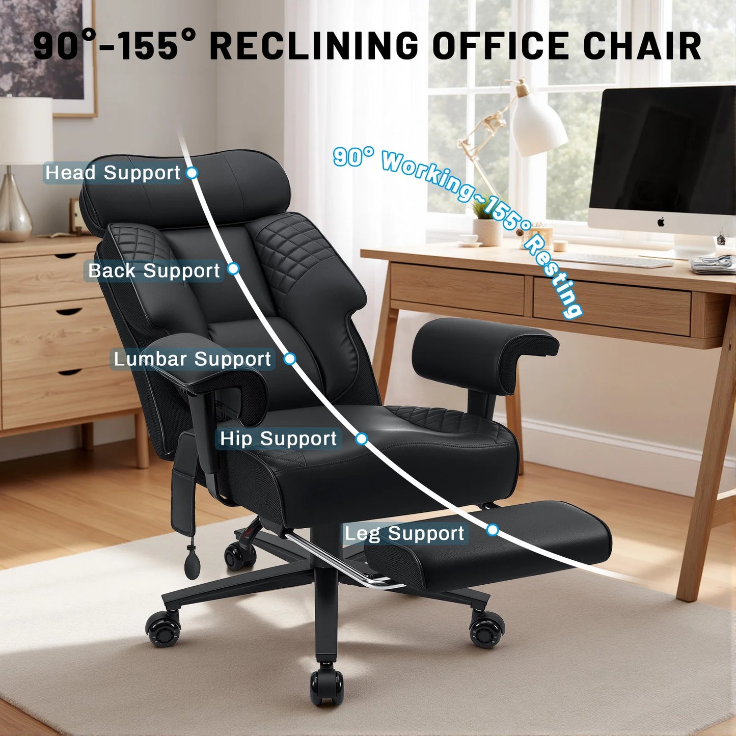 Executive Office Chair With Foot Rest And Lumbar Support