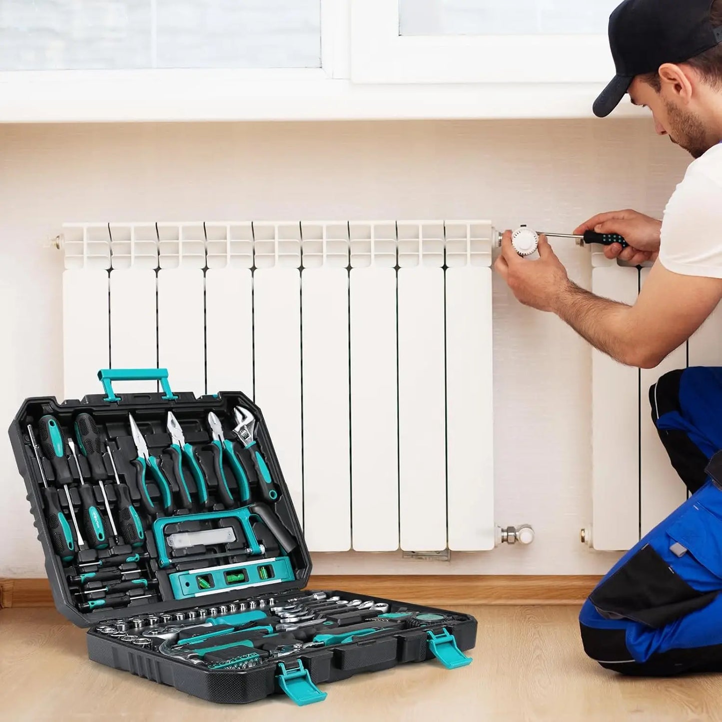 TLGREENDIY 79 Piece Socket Wrench Auto Repair Tool Set Case