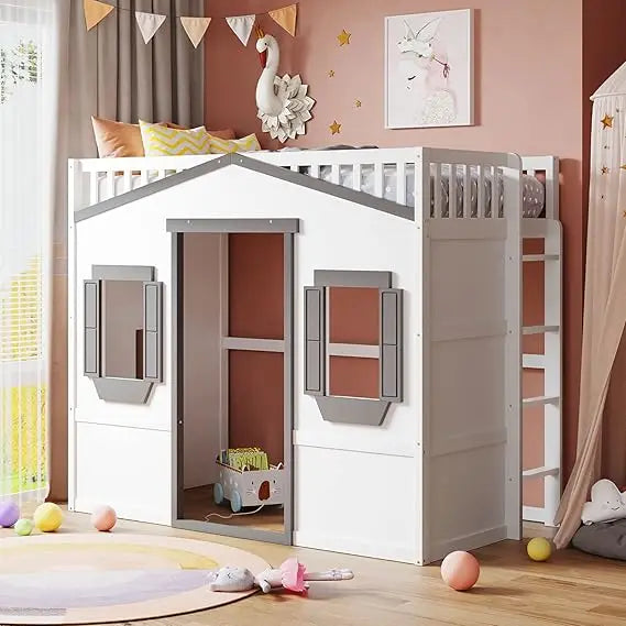 Loft Bed With Built In Storage Wardrobe And Windows
