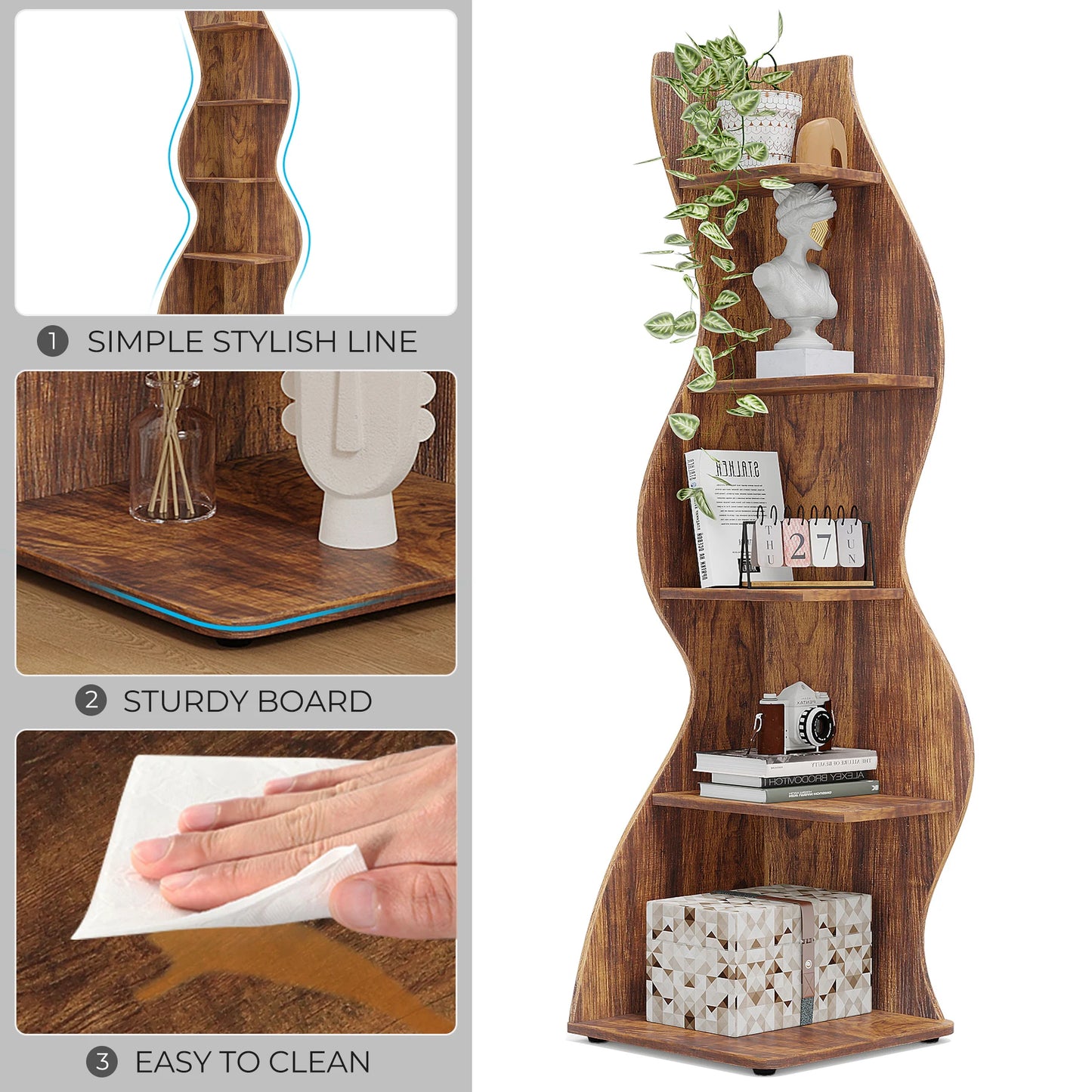 Tribesigns 5 Tier Corner Shelf Wall Bookshelf Plant Stand