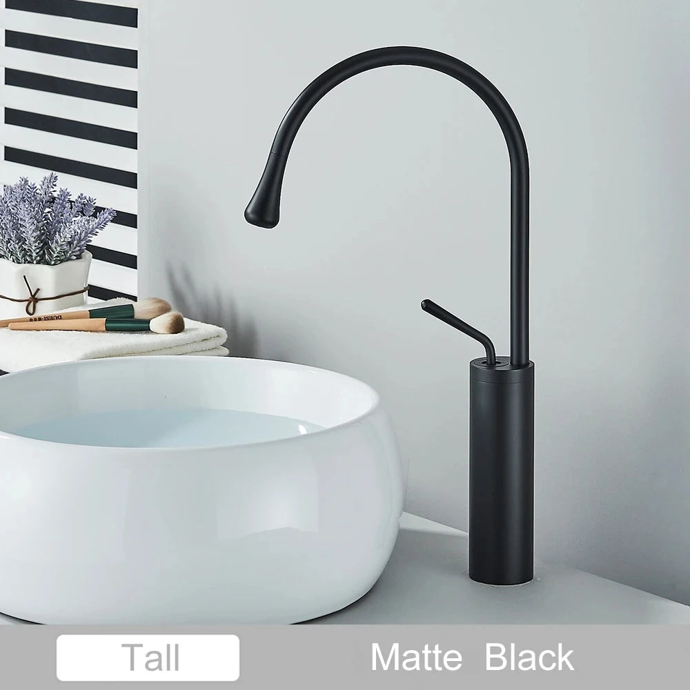 Saeuwtowy Brass Basin Faucet Deck Mounted Single Handle Hot Cold