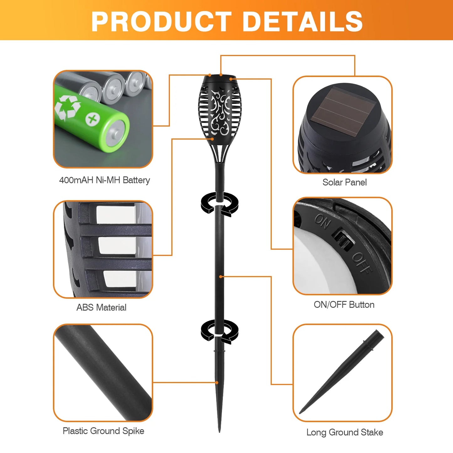 Solar Outdoor LED Torch Lights With Flickering Flame Waterproof Garden