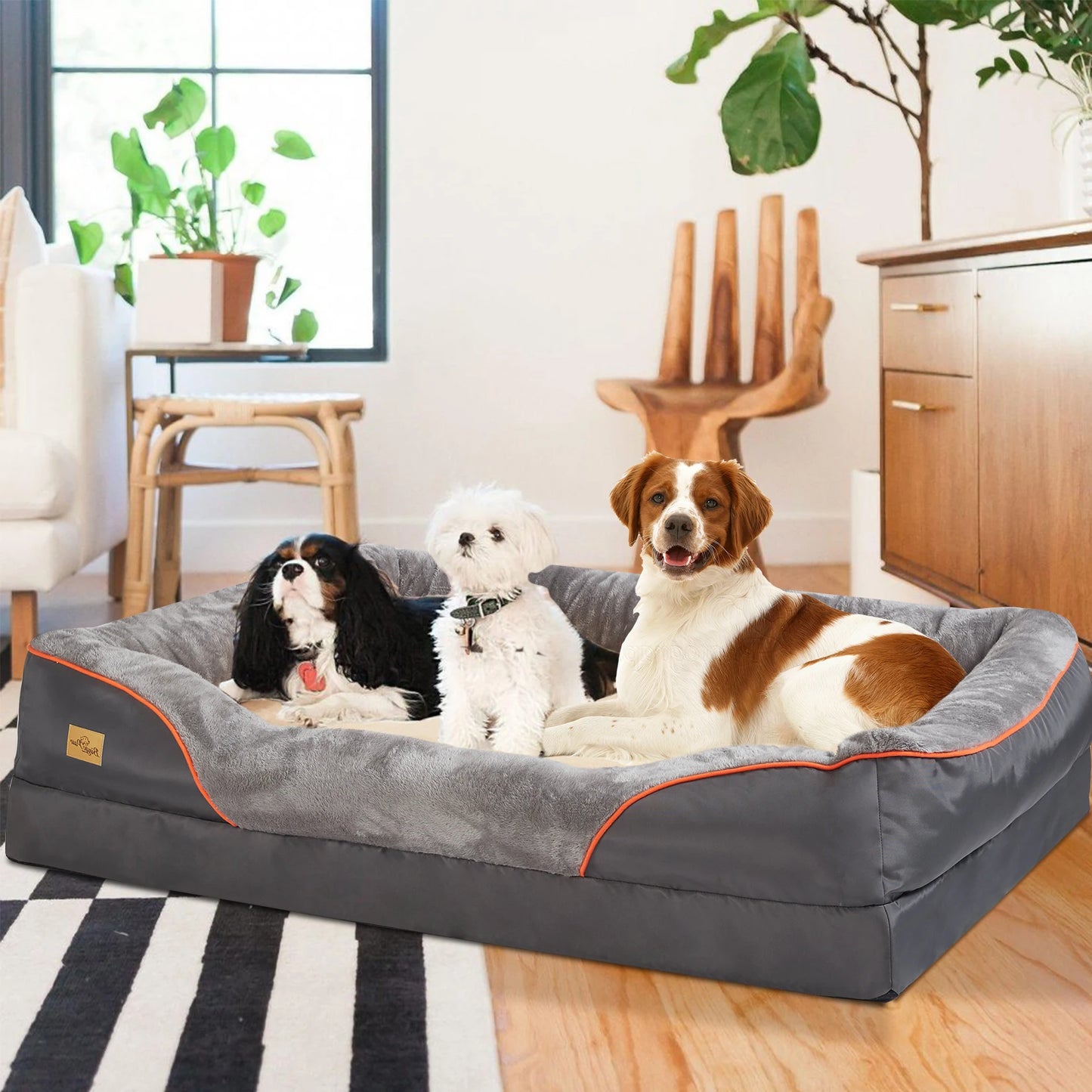 BINGOPAW Dog Bed With Removable Washable Fleece Cover Waterproof