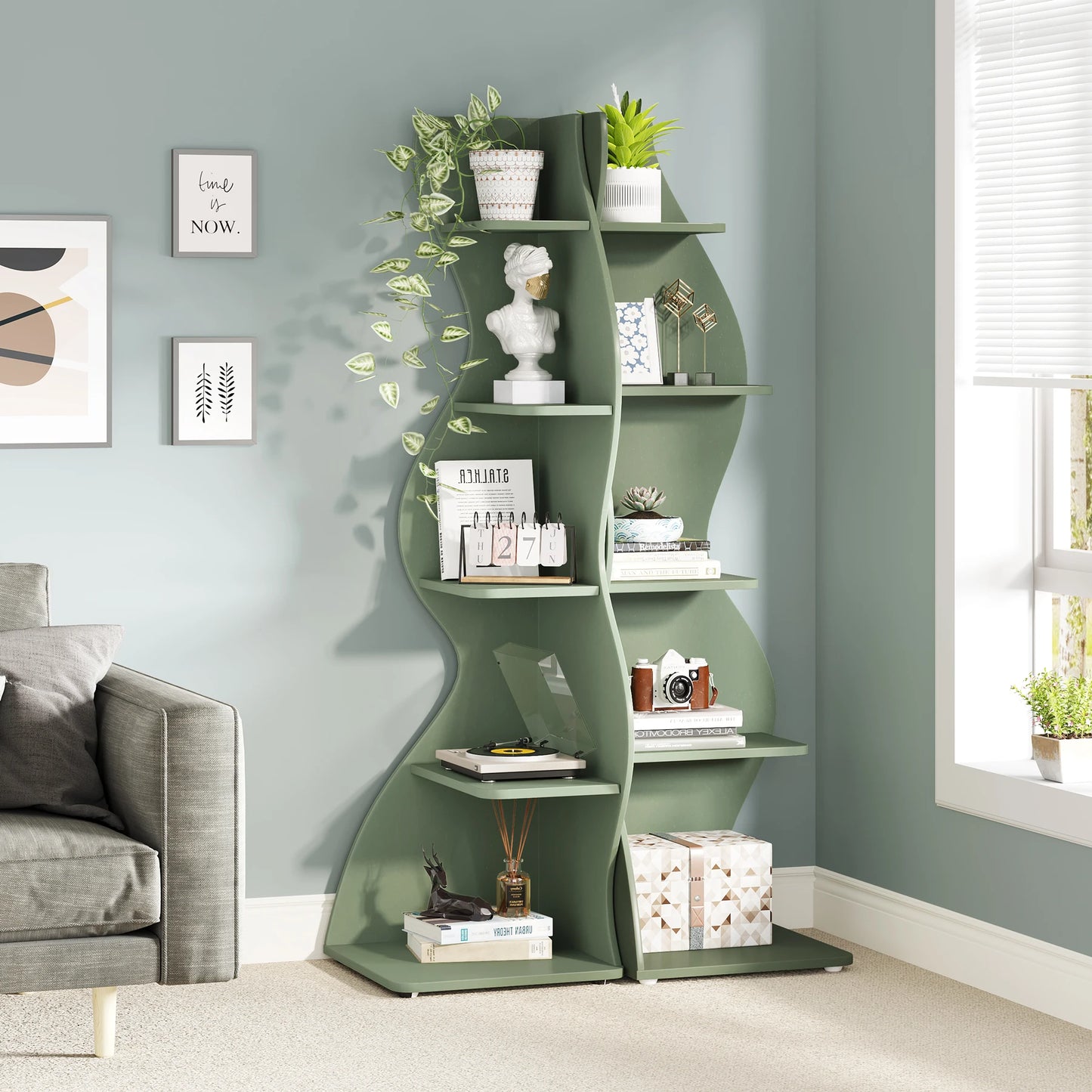 Tribesigns 5 Tier Corner Shelf Wall Bookshelf Plant Stand