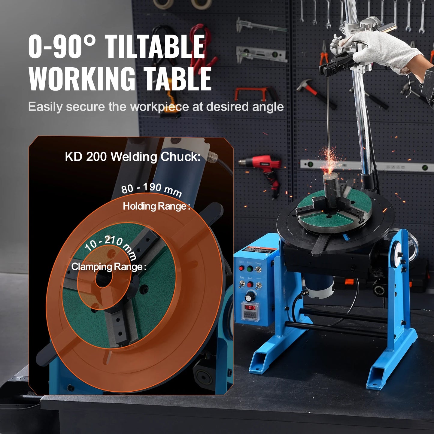 HD-30 Rotary Welding Positioner 30 kg 0-90 Degree Turntable
