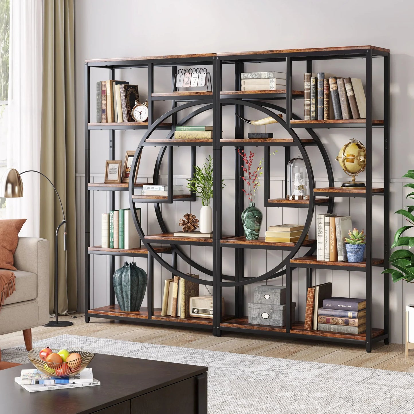 Tribesigns 5 Tier Industrial Bookshelf Etagere Freestanding Bookcase