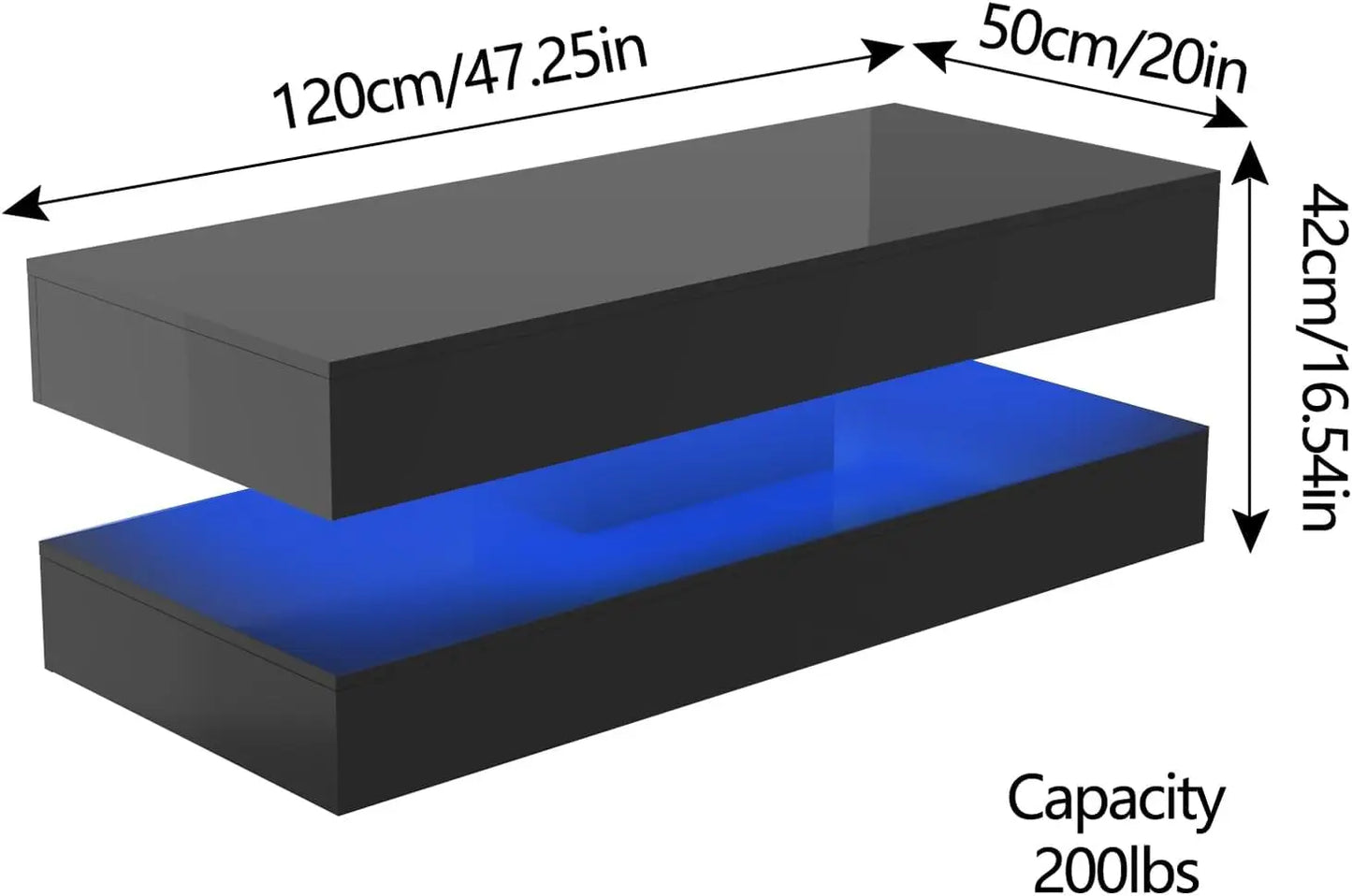 QiaoShiRen Modern LED Coffee Table With Double Drawers