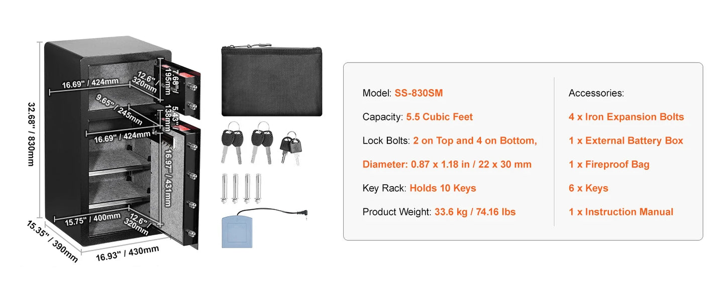 SucceBuy Safe Box with Key Lock Password and Fingerprint Access