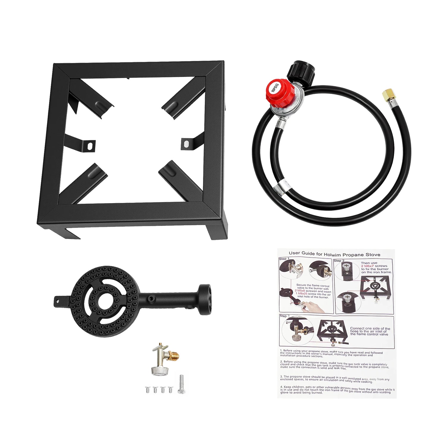 8000W Portable Double Burner Outdoor Gas Stove With 0 To 10 PSI Regulator Hose
