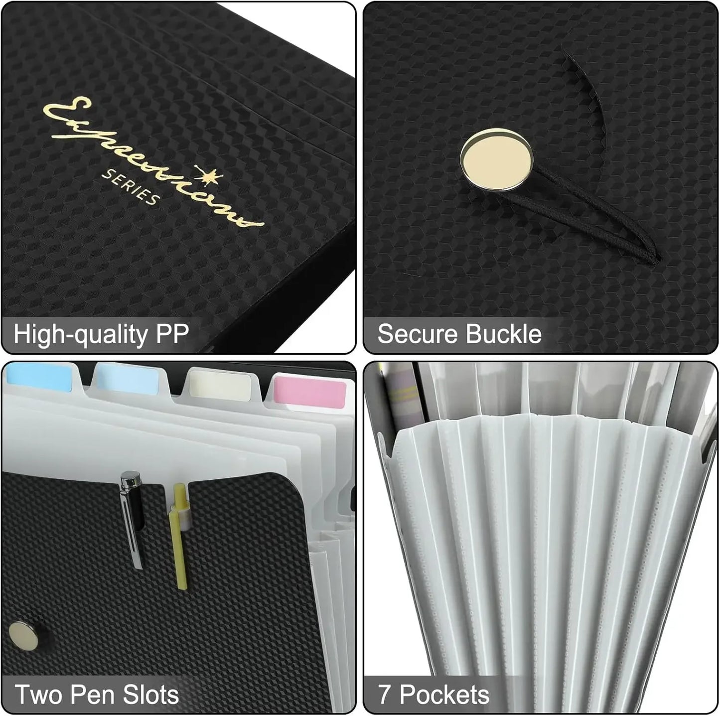 Expandable File Folder With 5 Pockets Polypropylene Organizer Office