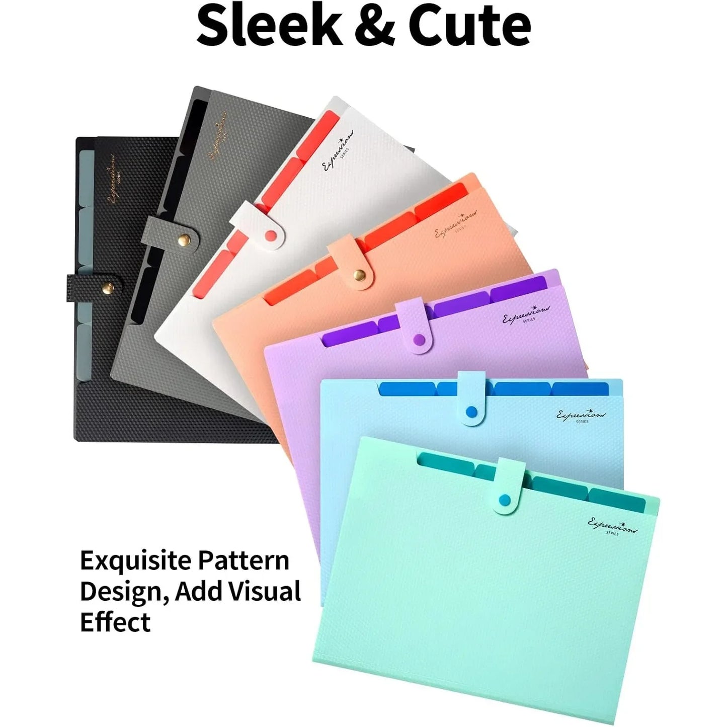 Expandable File Folder With 5 Pockets Polypropylene Organizer Office