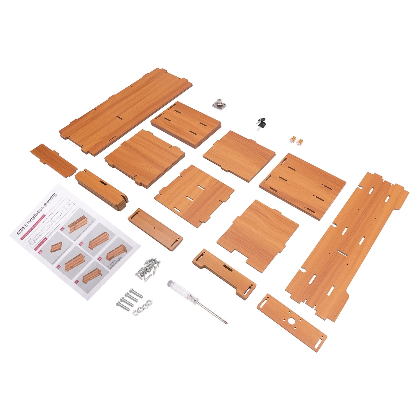 Wood Monitor Stand Riser 2-Tier Drawer for PC Desk Ergonomic